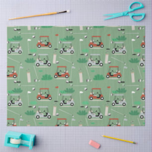 Golf Carts Modern Golfer Golf Theme Pattern Tissue Paper