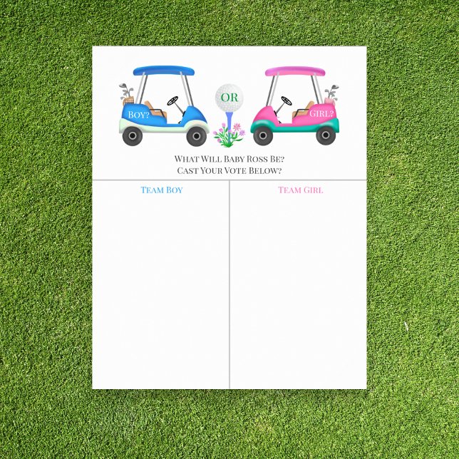 Golf Carts On Course Gender Reveal Prediction Sign (Creator Uploaded)