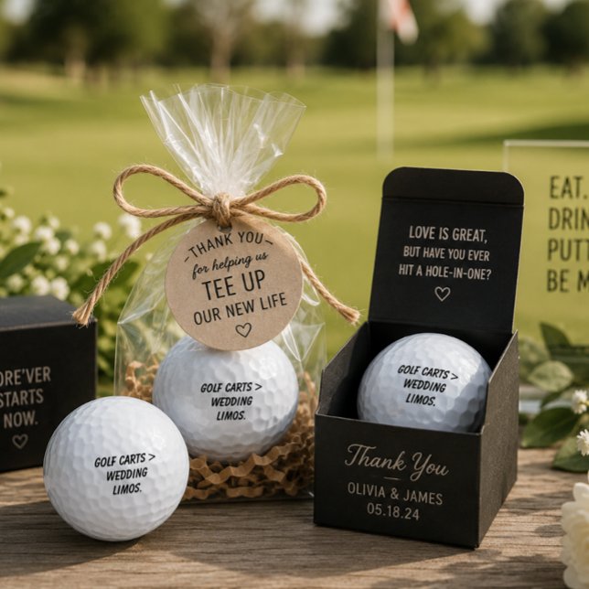 'Golf Carts > Wedding Limos' Funny Wedding Favour Golf Balls (Creator Uploaded)