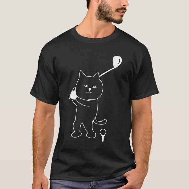 Golf Cat Dad Men Golfing Golfer Club Balls Putting T-Shirt (Front)