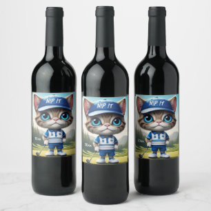 Golf Cat Nip It Custom Text Wine Label