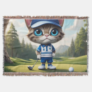 Golf Cat Throw Blanket