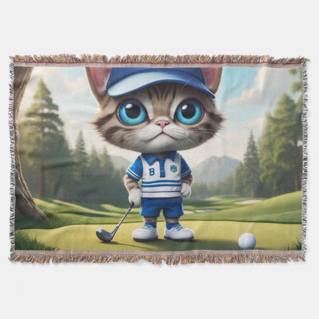 Golf Cat Throw Blanket (Front)