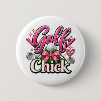 Golf Chick Cute Pink Golf Lover Design 6 Cm Round Badge
