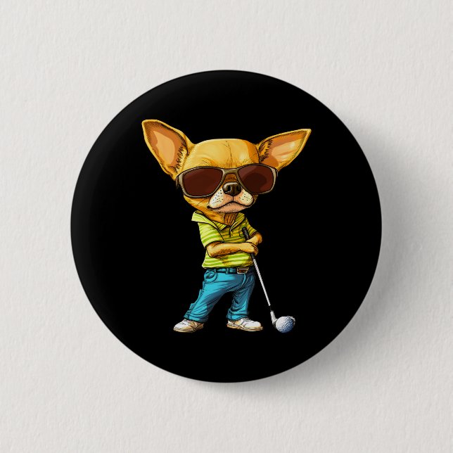 Golf Chihuahuas  6 Cm Round Badge (Front)