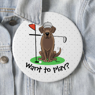 Golf Chocolate Labrador Retriever Dog - Cute 6 Cm Round Badge