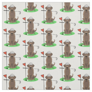 Golf Chocolate Labrador Retriever Dog - Cute Fabric