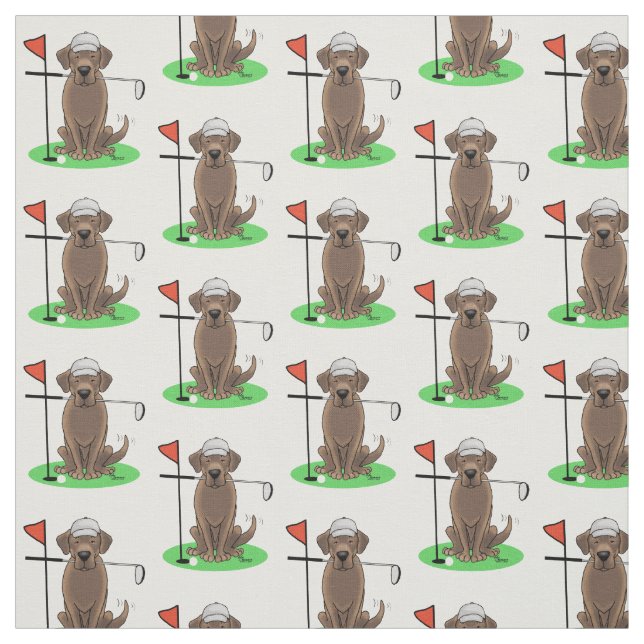 Golf Chocolate Labrador Retriever Dog - Cute Fabric (Swatch)