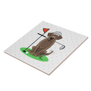 Golf Chocolate Labrador Retriever Dog - Funny Tile