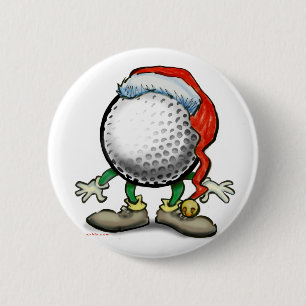 Golf Christmas 6 Cm Round Badge