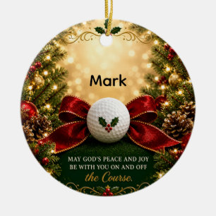 Golf Christmas Blessing for Golfer Ceramic Tree Decoration