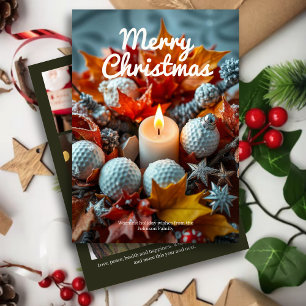 Golf Christmas Candle • Family Photo Olive Holiday Card