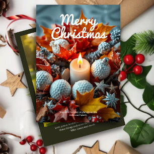 Golf Christmas Candle • Family Photo Olive Holiday Card