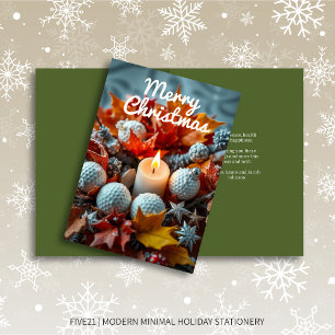 Golf Christmas Candle • Green Holiday Card
