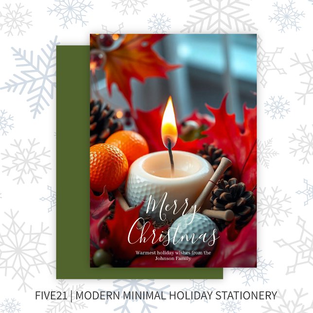 Golf Christmas Candle • Green Holiday Card (Creator Uploaded)