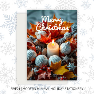 Golf Christmas Candle  Holiday Card