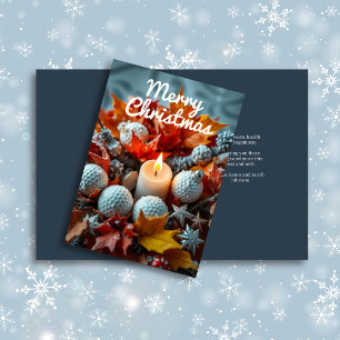 Golf Christmas Candle • Navy Blue Holiday Card