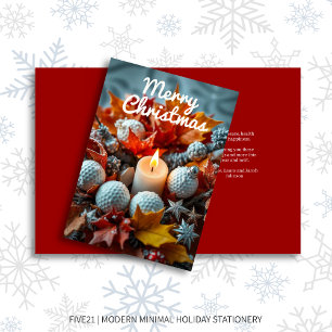 Golf Christmas Candle • Red Holiday Card