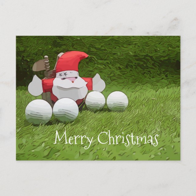 Golf Christmas card with Santa Claus and golf ball (Front)