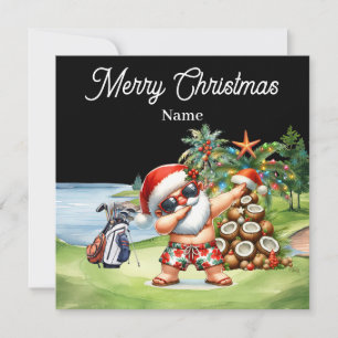 Golf Christmas card with Santa Claus from Hawaii