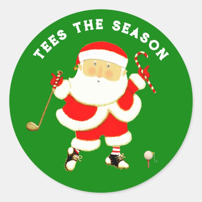 Golf Christmas Classic Round Sticker (Front)