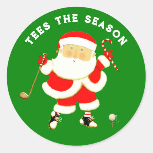 Golf Christmas Classic Round Sticker