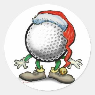 Golf Christmas Classic Round Sticker