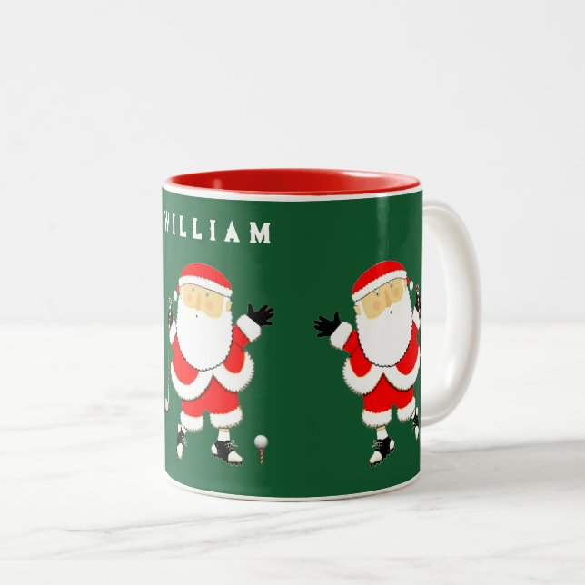Golf Christmas Collectable Two-Tone Coffee Mug (Front Right)
