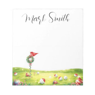 Golf Christmas course with Name gifts for golfer Notepad