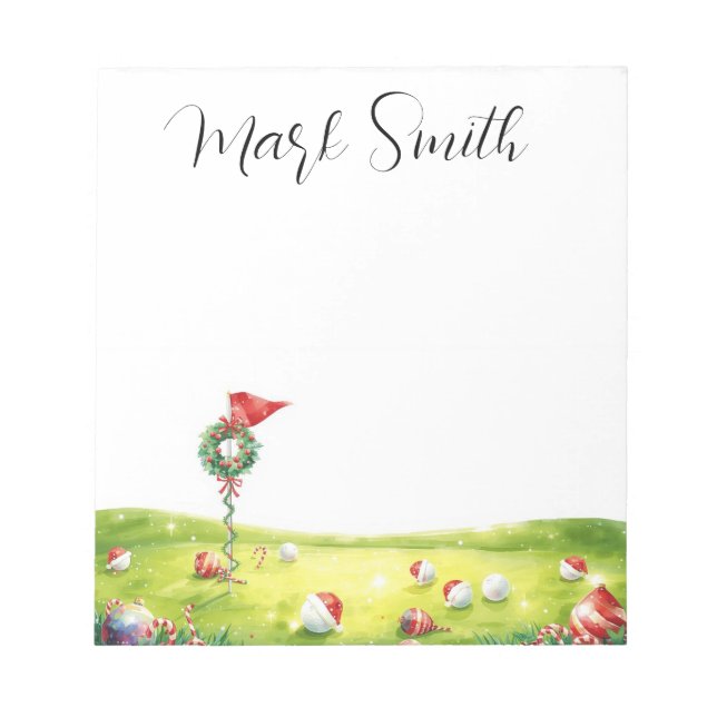 Golf  Christmas course with Name gifts for golfer Notepad (Front)