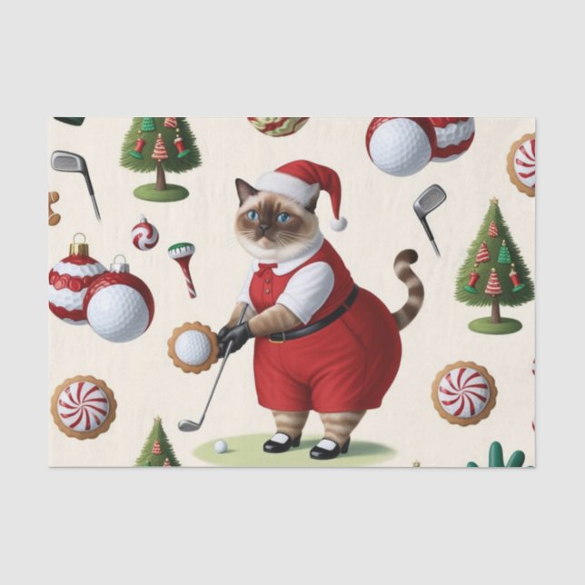 Golf Christmas for Cat Lovers Tissue Paper (Front)