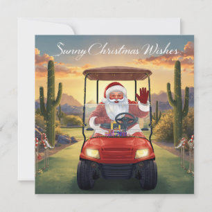 Golf Christmas from Sunny state with Santa Holiday Card