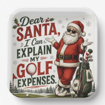 Golf Christmas golfing  Santa Golfer at golf flag
