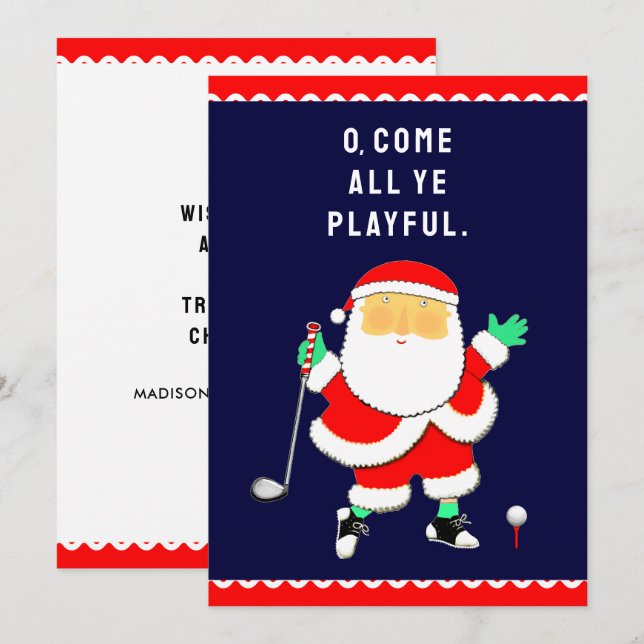 Golf Christmas Greeting Holiday Card (Front/Back)