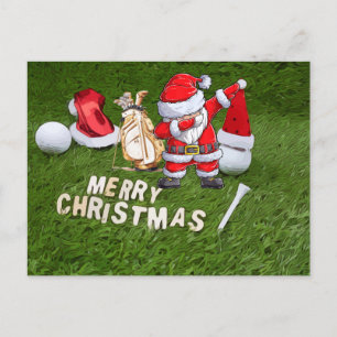 Golf Christmas Holiday and golf ball  Santa Claus  Postcard