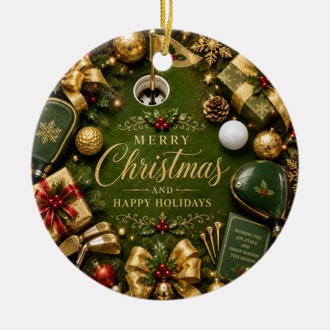 Golf Christmas Holiday Ceramic Tree Decoration (Front)