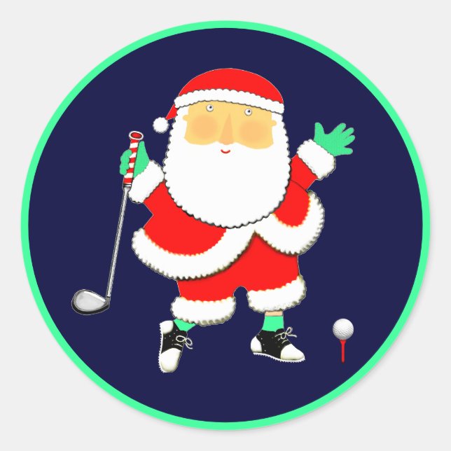 Golf Christmas Holiday Classic Round Sticker (Front)