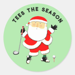 Golf Christmas Holiday Classic Round Sticker