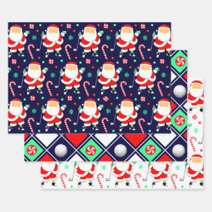 Golf Christmas Holiday Gift Wrapping Paper Sheet