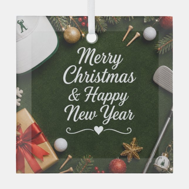 Golf Christmas Holiday Glass Tree Decoration (Front)