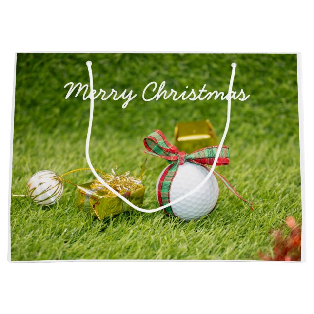 Golf Christmas Holiday golf ball and ornament Large Gift Bag (Front)