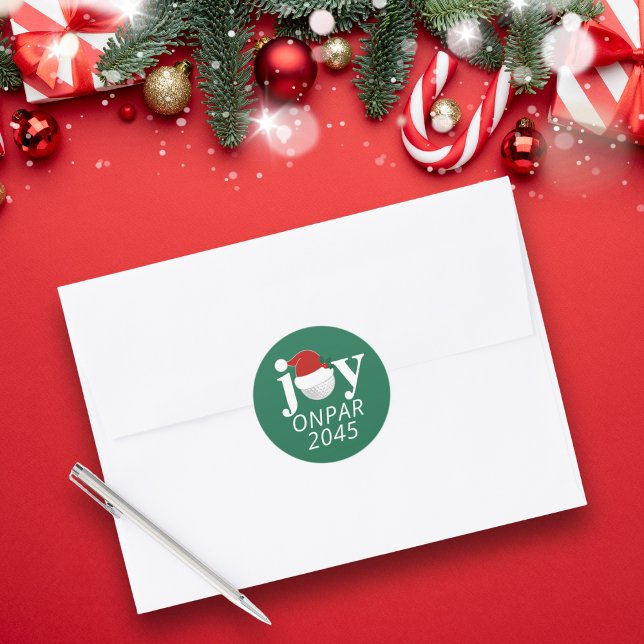 Golf Christmas Holiday Joy Sticker Modern Green (Sleek holiday sticker, perfect for envelopes 🎄
Add your club name, event, or year.)