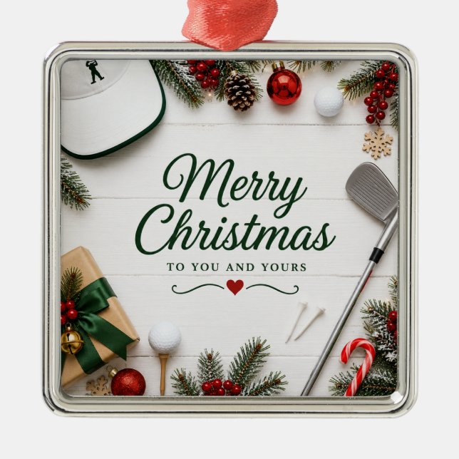 Golf Christmas Holiday Metal Tree Decoration (Front)