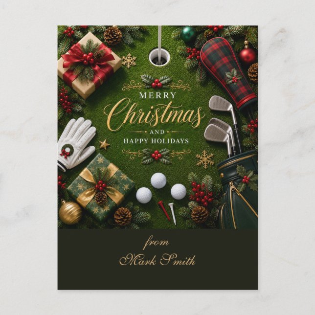 Golf Christmas Holiday Postcard (Front)