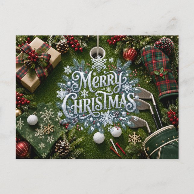 Golf Christmas Holiday Postcard (Front)