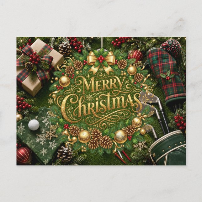 Golf Christmas Holiday Postcard (Front)