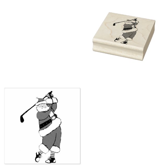 Golf Christmas Holiday Rubber Stamp (Stamped)