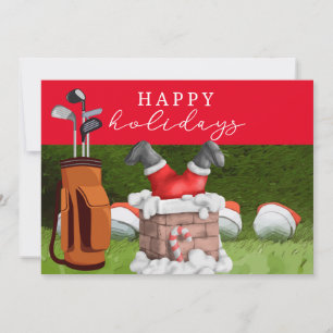 Golf Christmas Holiday Santa Claus watercolor Card