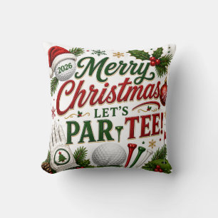Golf Christmas Holiday themed on green grass Cushion