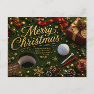 Golf Christmas Holiday with golf ball for golfer Postcard